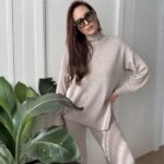 Dviejų dalių lanos vilnos kostiumėlis #7983-5847 One-size