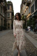 Gėlėta viskozinė suknelė #ED292 - Image 6