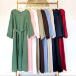 Lininė suknelė su ilgom rankovėm #CLE01-D1315