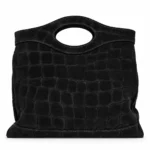Verstos odos krokodilo rašto rankinė #CC-B0378 – juoda