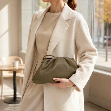 FLCOM85487 tamsi kapučino 33 × 5 × 21 cm odinė rankinė-pouch su modeliu
