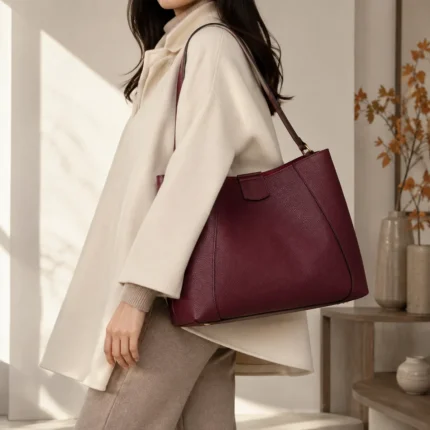 FLCOM85805 bordo 35 × 12 × 26 cm BIG SIZE odinė rankinė su modeliu