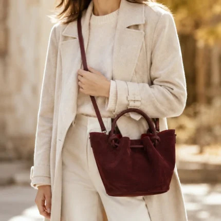 FLCOM85988G SUEDE Bordo itališka verstos odos rankinė 85988G SUEDE ant modelio