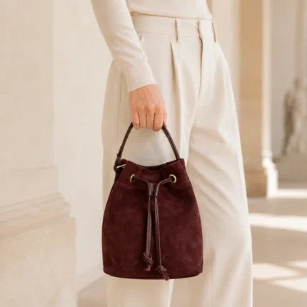 FLCOM86140 SUEDE 21 × 25 × 13 cm bordinė verstos odos rankinė su modeliu