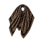 Leopardo rašto vilnos ir viskozės skara – J709 - Image 2