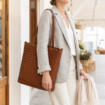 NMCOMLA-B0280 ruda 35 × 11 × 38 cm pinta odinė rankinė su modeliu