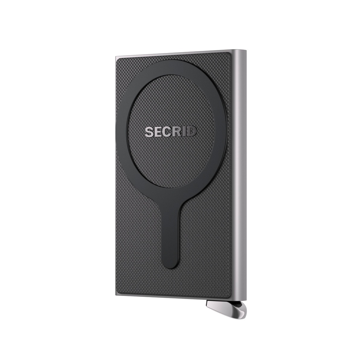 SECRID_CFfM-Silver_front_1200x1200 SECRID Premium+ Cardprotector+ Fluted for MagSafe aliuminio kortelių dėklas – sidabrinės sp. - Image 1