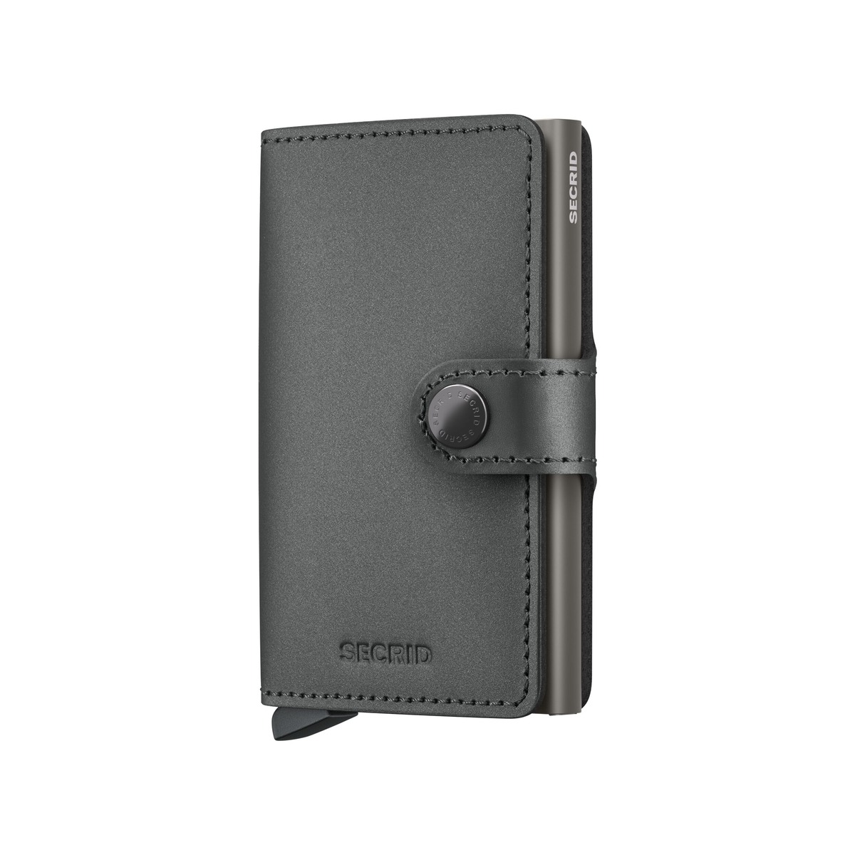 SECRID_MMS-Steel_front_1200x1200 SECRID Matte Satin kompaktiška vienguba piniginė – plieno sp. - Image 1