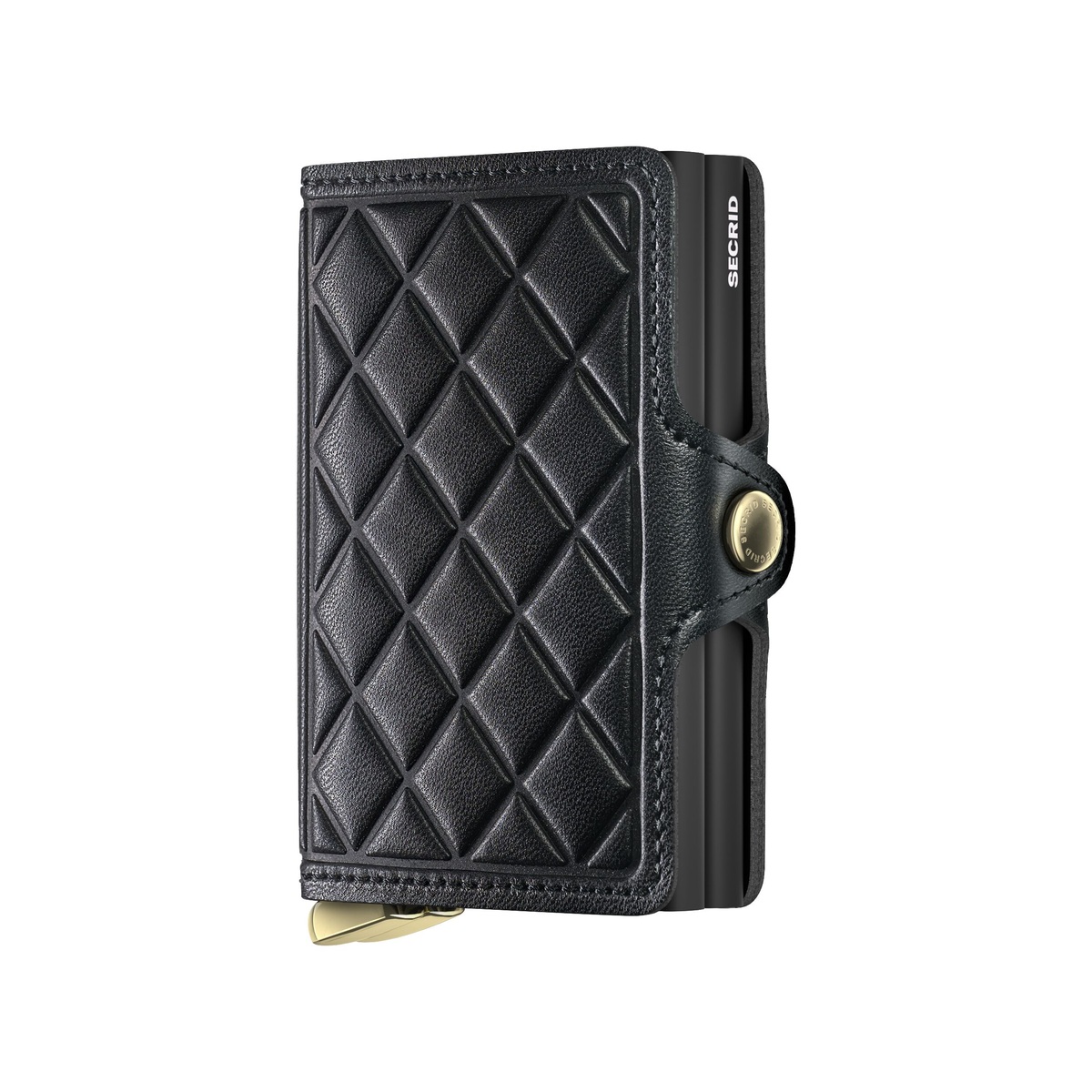 SECRID_TEd-Black+_front_1200x1200 SECRID Emboss Diamond Premium+ kompaktiška dviguba piniginė – juodos sp. - Image 1