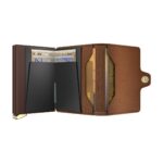 SECRID Emboss Lines Premium+ kompaktiška dviguba piniginė – konjako sp. - Image 5