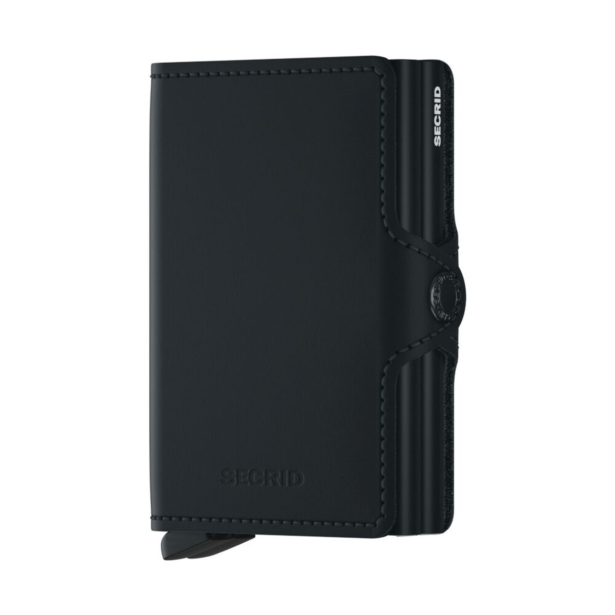 SECRID_TM-Black_front_1200x1200 SECRID Matte kompaktiška dviguba piniginė – juodos sp. - Image 1