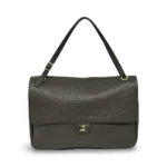 Odinė rankinė su atvartu #DO-B0387 – tamsiai ruda