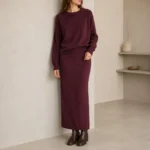 100 % merino vilnos dviejų dalių kostiumėlis: megztinis ir sijonas – EM-11665 - Image 2