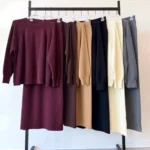 100 % merino vilnos dviejų dalių kostiumėlis: megztinis ir sijonas – EM-11665 - Image 3