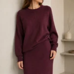 100 % merino vilnos dviejų dalių kostiumėlis: megztinis ir sijonas – EM-11665