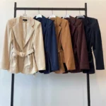 Velvetinis švarkas su diržu – EM-EB400 - Image 3
