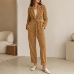 Velvetinis švarkas su diržu – EM-EB400 - Image 2