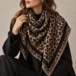Leopardo rašto vilnos ir viskozės skara – J709