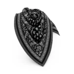 Trikampė vilnos ir viskozės skara su ornamentais – J621 - Image 3