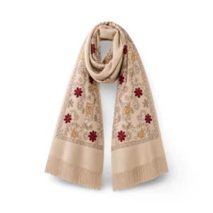 smėlio su bordo gėlėmis