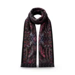 Dvipusis vilnos ir viskozės šalikas su paisley raštu – X655 - Image 6
