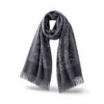 Vilnos ir viskozės šalikas su siuvinėtu ornamentu – J618 - Image 3