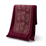 Siuvinėtas vilnos ir viskozės šalikas su paisley raštu – D603 - Image 8