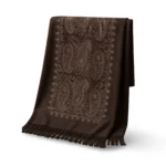 Siuvinėtas vilnos ir viskozės šalikas su paisley raštu – D603 - Image 4