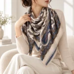 Didelė viskozės skara su paisley ornamentais – D1507