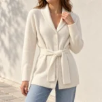 Merino vilnos ir kašmyro kardiganas su diržu (TU) – CLE01-12068 – ant modelio