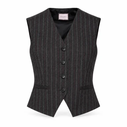 Dryžuota kostiuminė liemenė 95662 – juoda-priekis