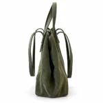Didelė verstos odos rankinė su odine apdaila #CM-B0424 – side