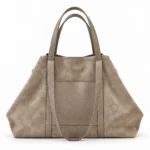 Didelė verstos odos rankinė su odine apdaila #CM-B0424 – taupe-scuro