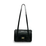 Odinė rankinė krokodilo raštu #CO-B0411 – juoda