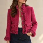 Tekstūrinis švarkelis su kutais – W26J502 – FUXIA