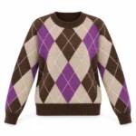 Vilnonis megztinis su rombų raštu – WL1056-R-AI26 – MORO-BEIGE-VIOLA-KASHA