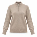 Vilnonis megztinis su trumpu užtrauktuku – WL12280AI26 – BEIGE