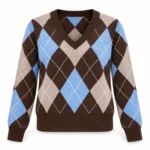 Vilnonis megztinis su rombais ir V iškirpte – WL1795-R-AI26 – MORO-BEIGE-CELESTE-PANNA
