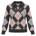 Vilnonis polo megztinis su rombų raštu – WL1796-R-AI26 – ANTRA-GRIGIO-ROSA-NERO