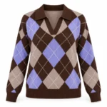 Vilnonis polo megztinis su rombų raštu – WL1796-R-AI26 – MORO-BEIGE-VIOLA-KASHA