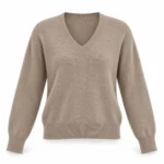 Vilnonis megztinis V formos iškirpte – WL180AI26 – BEIGE