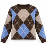 Laisvas vilnonis megztinis su rombų raštu – WL7116-R-AI26 – MORO-BEIGE-CELESTE-PANNA