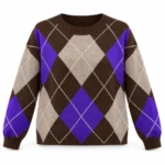 Laisvas vilnonis megztinis su rombų raštu – WL7116-R-AI26 – MORO-BEIGE-VIOLA-KASHA