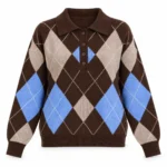 Laisvas vilnonis polo megztinis su rombais – WL7119-R-AI26 – MORO/BEI/CEL/PANNA