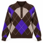 Laisvas vilnonis polo megztinis su rombais – WL7119-R-AI26 – MORO/BEI/VIOLA/KASHA