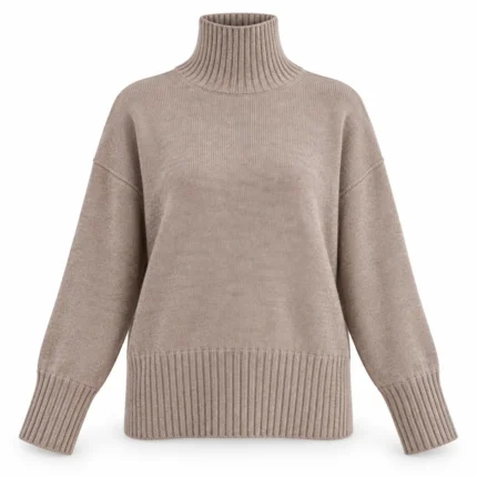 Vilnonis megztinis aukšta apykakle – WL938-7AI26 – BEIGE