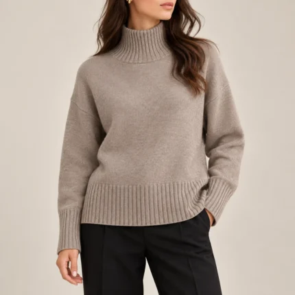 Vilnonis megztinis aukšta apykakle – WL938-7AI26 – BEIGE