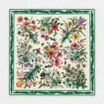 Vilnonė skara Flora, 70 × 70 cm – išskleista skara