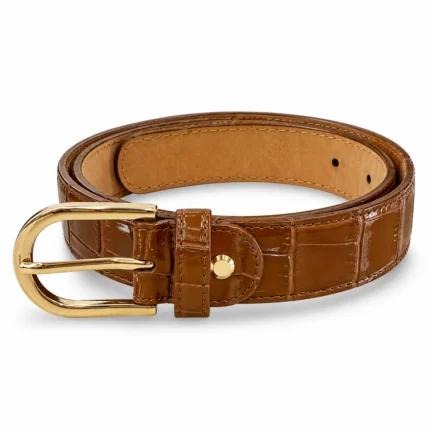 Odinis krokodilo rašto diržas #CO-001/3cm – ruda