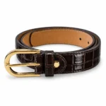 Odinis krokodilo rašto diržas #CO-001/3cm – tamsiai ruda